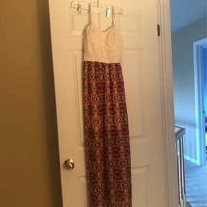 Juniors  Red & White Maxi Dress